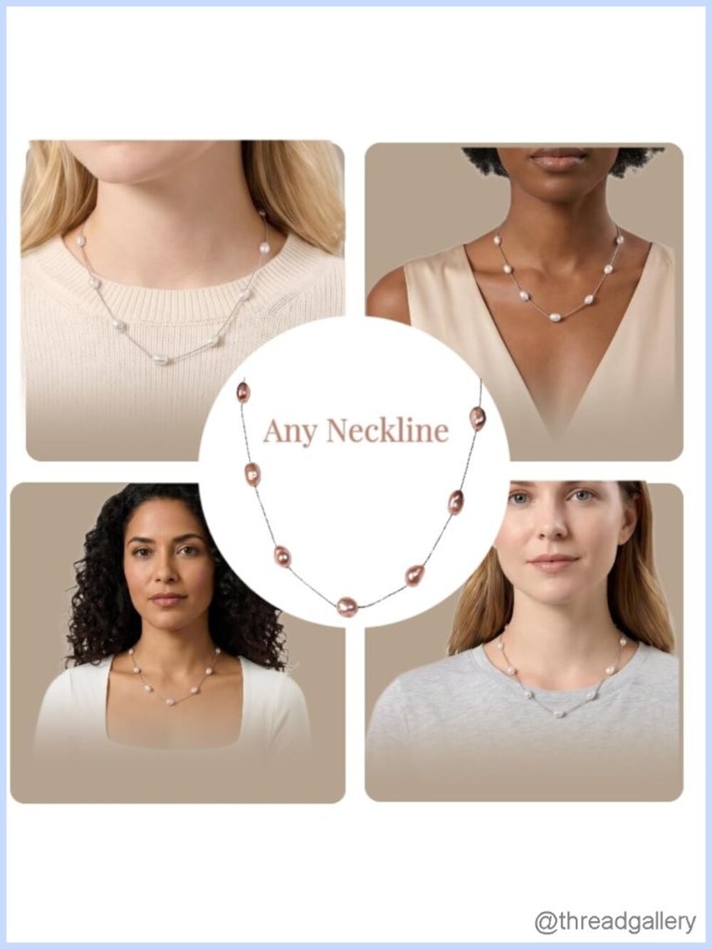 Baroque Pearl Station Necklace S925 Sterling Silver Adjustable - Picture 4 of 6